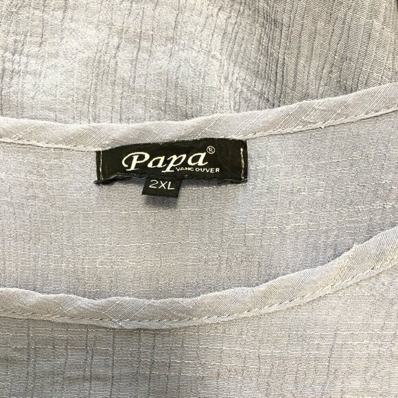 3/$25 ❥ Asymmetrical Lightweight Cut-out 3/4 Sleeves Blue Tunic Top Small - Picture 9 of 12